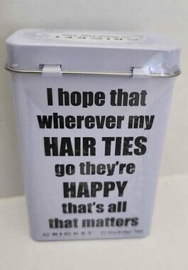 Cricket Happy Hair Ties Tin 25 ct Black hair ties Band Ponytail Holders